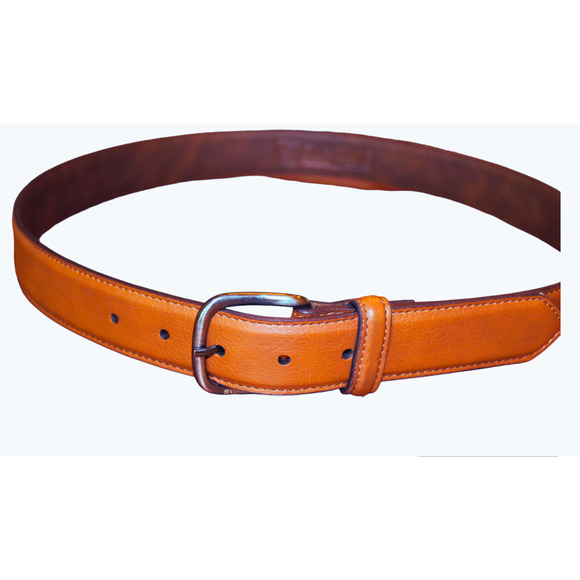 Genuine Leather Belt Adult Size 38 Brown With Pewter Tone Buckle by Stacie Adams - Picture 1 of 7